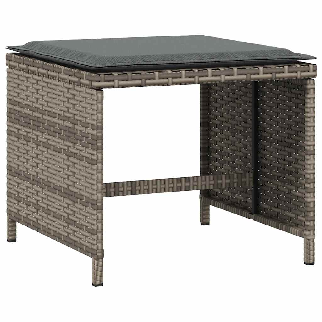 Gartenhocker mit Kissen 4 Stk. Schwarz 41x41x36 cm Poly Rattan