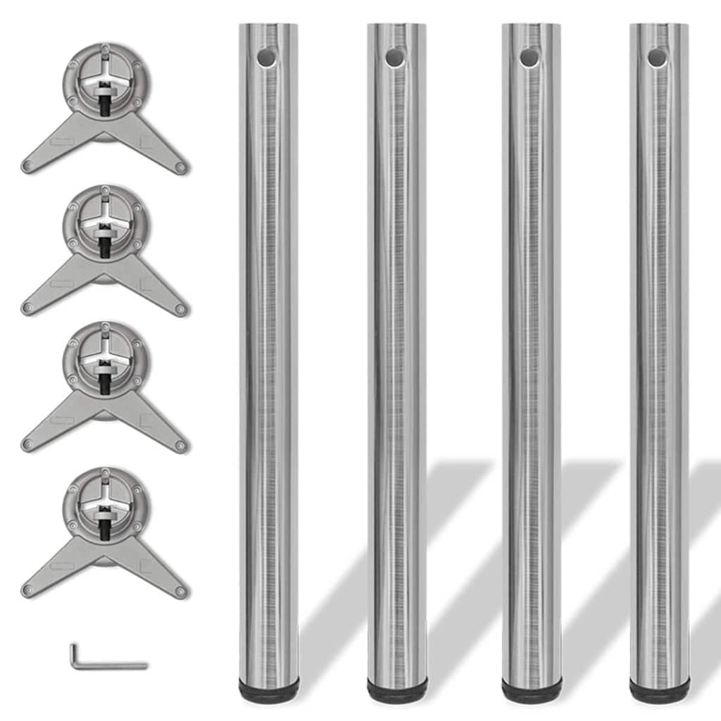 4x höhenverstellbares Tischbein Tischbeine Chrom 710 mm
