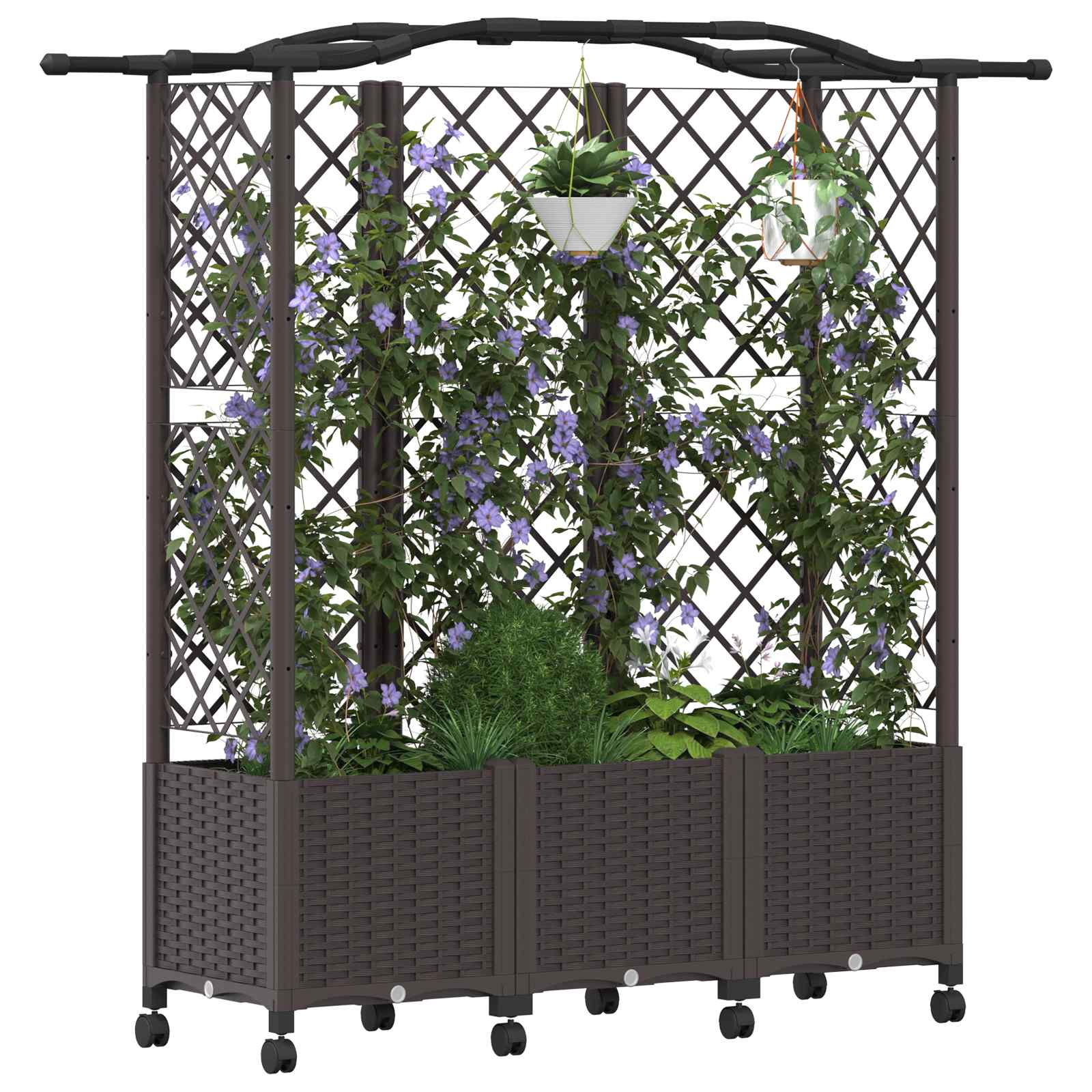 Hochbeet mit Rankgitter und Dach Braun 124 x 40 x 123 cm PP