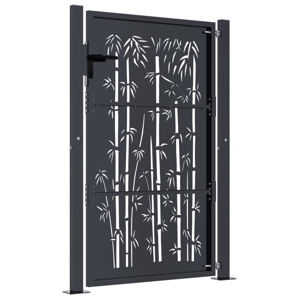 Gartentor Anthrazit 100x75 cm Stahl Bambus-Design