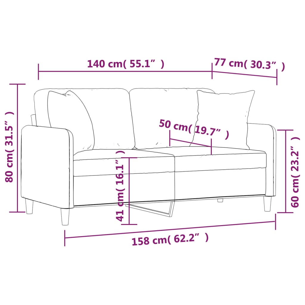 2-Sitzer-Sofa mit Zierkissen Braun 120 cm Stoff