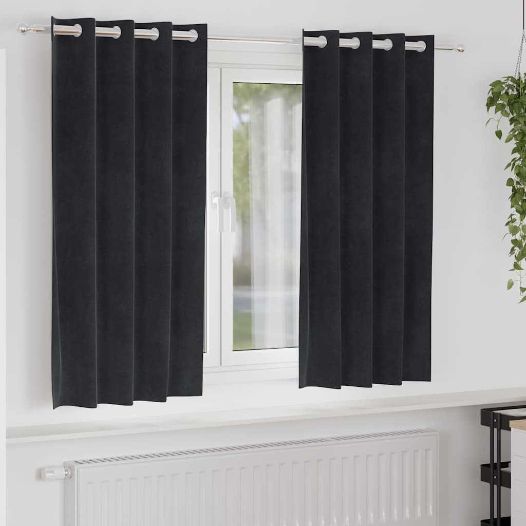 Verdunkelungsvorhänge 2 pcs Schwarz 140 x 140 cm Samt
