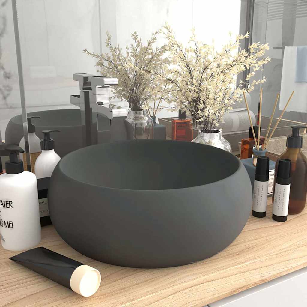 Luxuriöses Waschbecken Rund Matt Weiß 40x15 cm Keramik