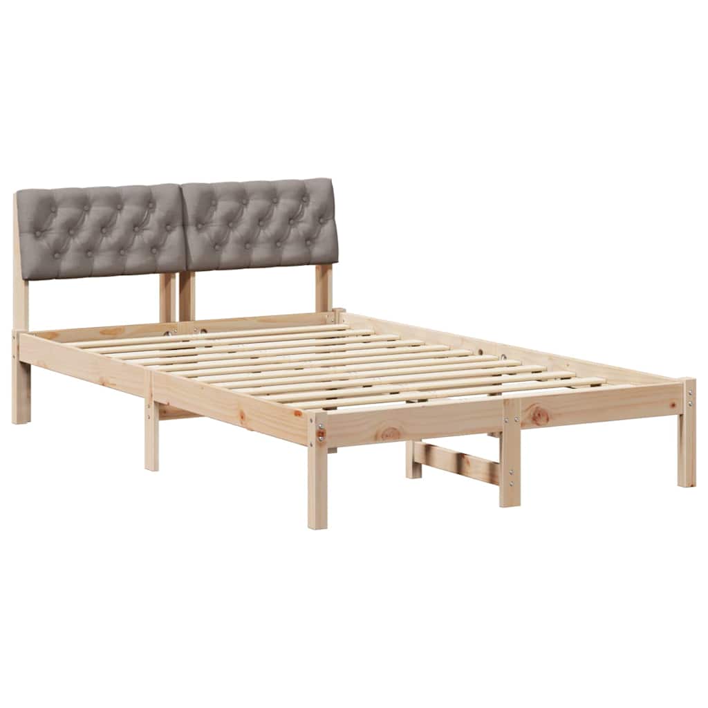 Bettgestell Braun und hellgrau 200 x 200 cm Massivholz Kiefer