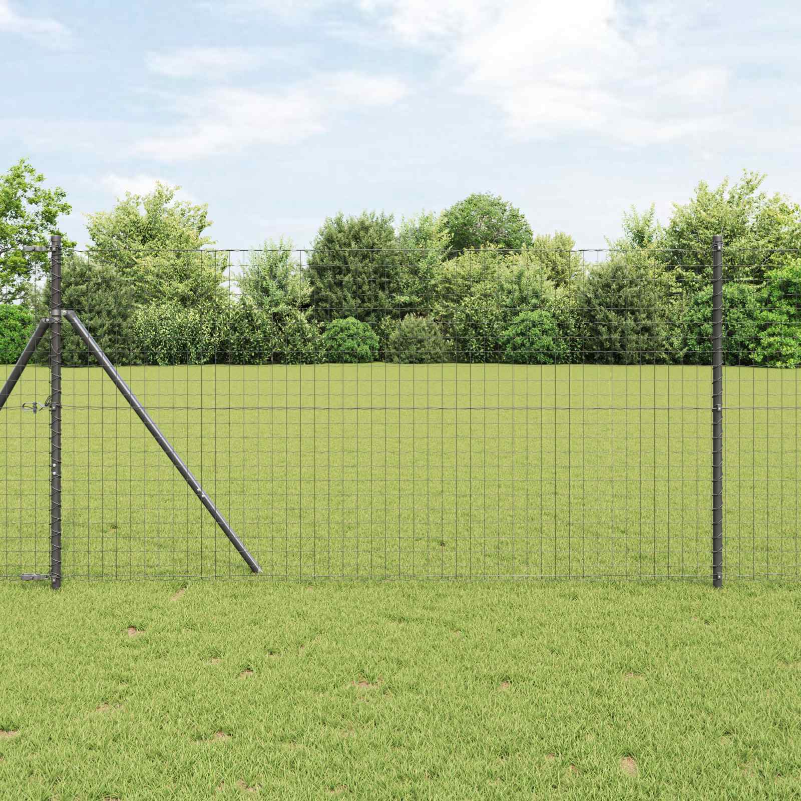 Zaunpfosten 2 pcs Grün 50 cm Pulverbeschichteter Stahl