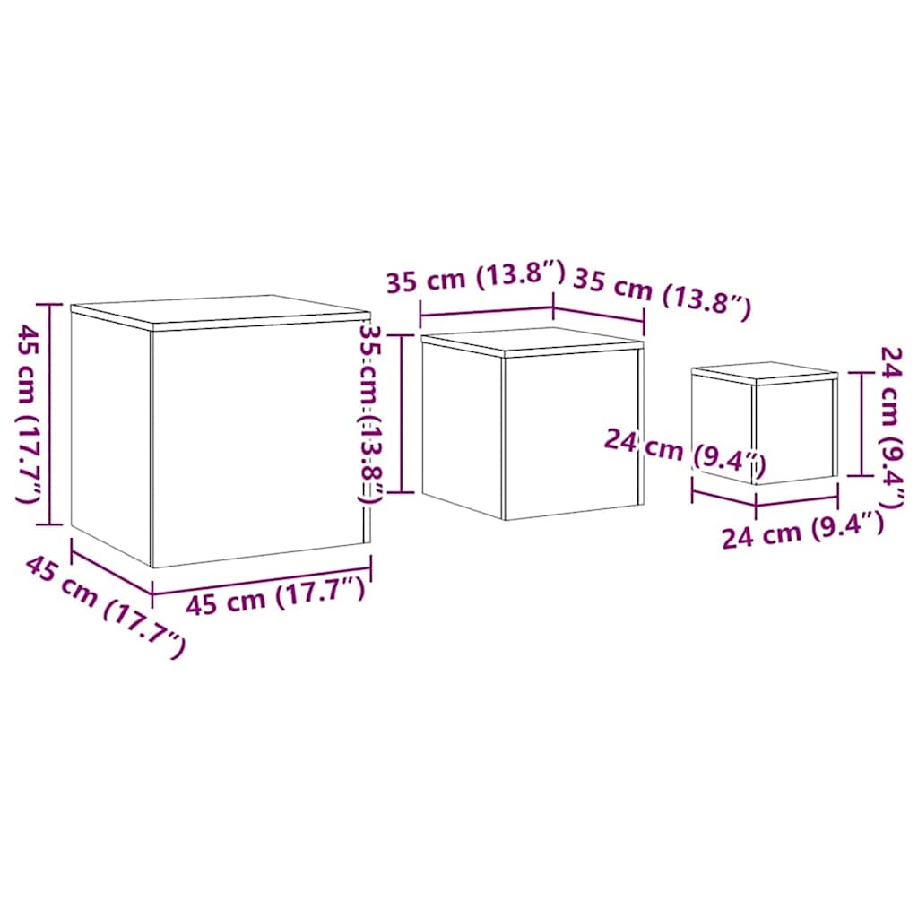 Beistelltische 3 Stk. Weiß Holzwerkstoff