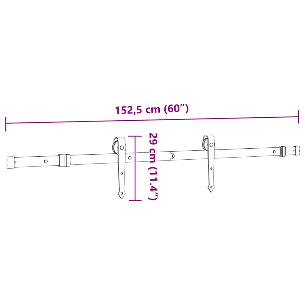 Schiebetürbeschlag-Set 152,5 cm Stahl Schwarz