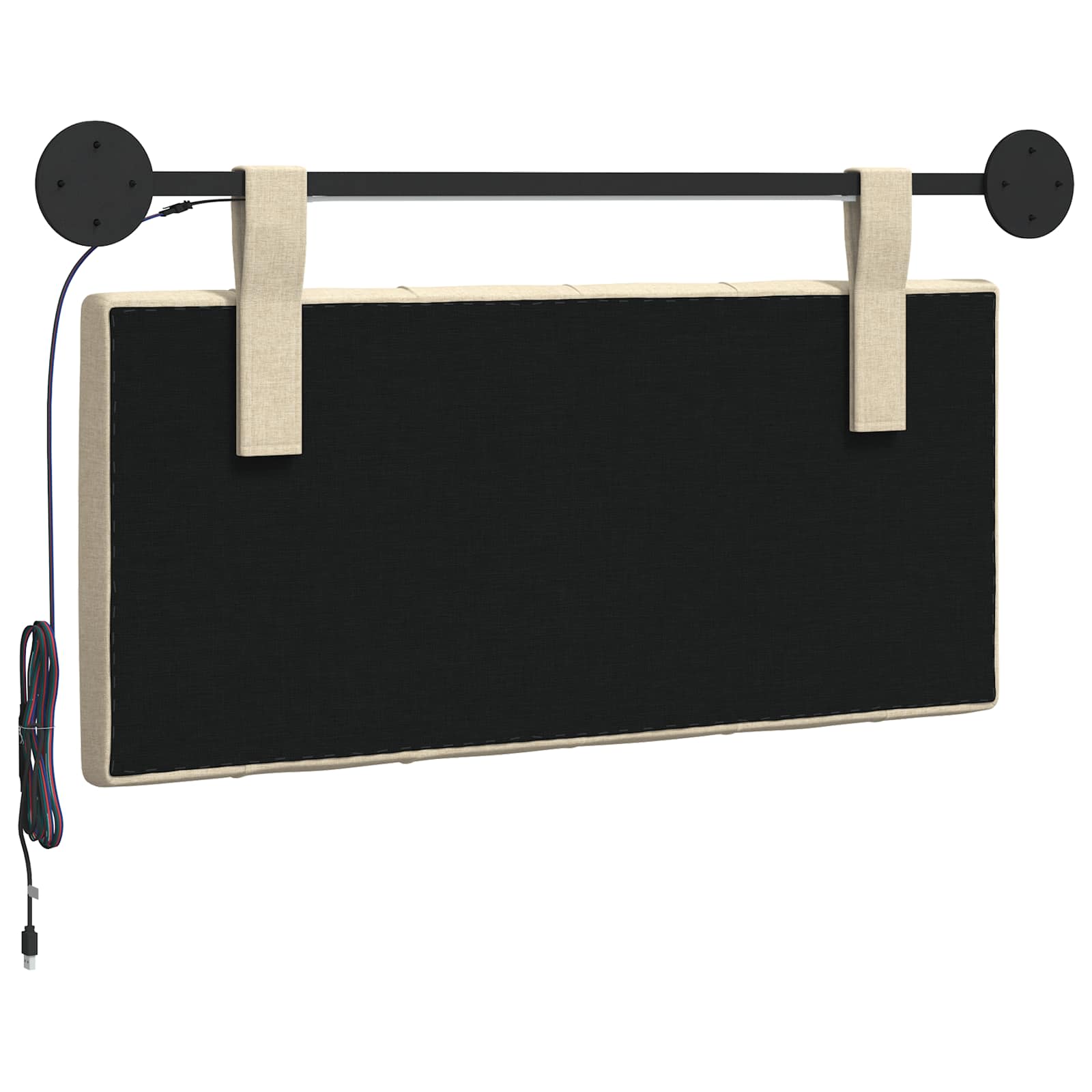 Hängendes Kopfteil Mit LED Licht Wolkengrau Stoff