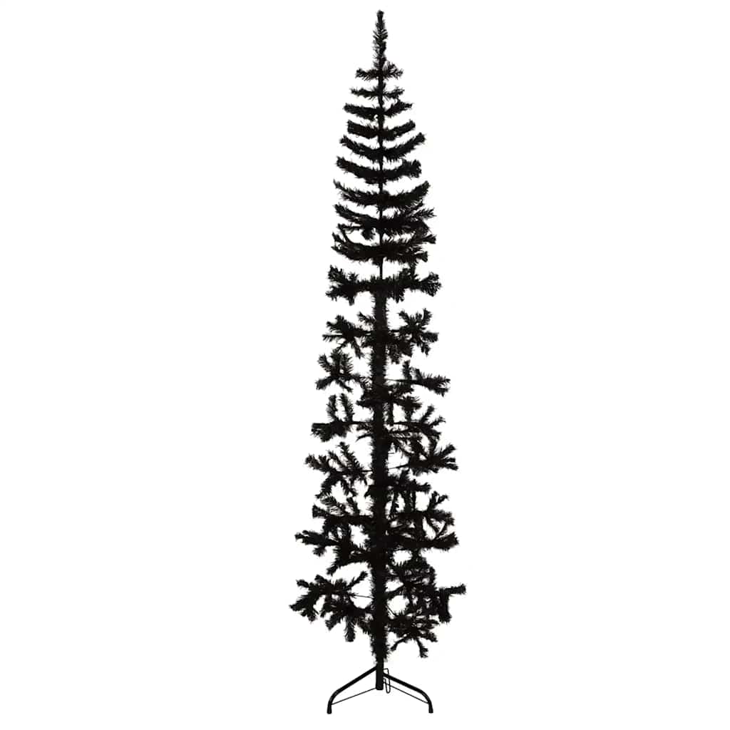 Künstlicher Halb-Weihnachtsbaum mit Ständer Schlank Weiß 180 cm