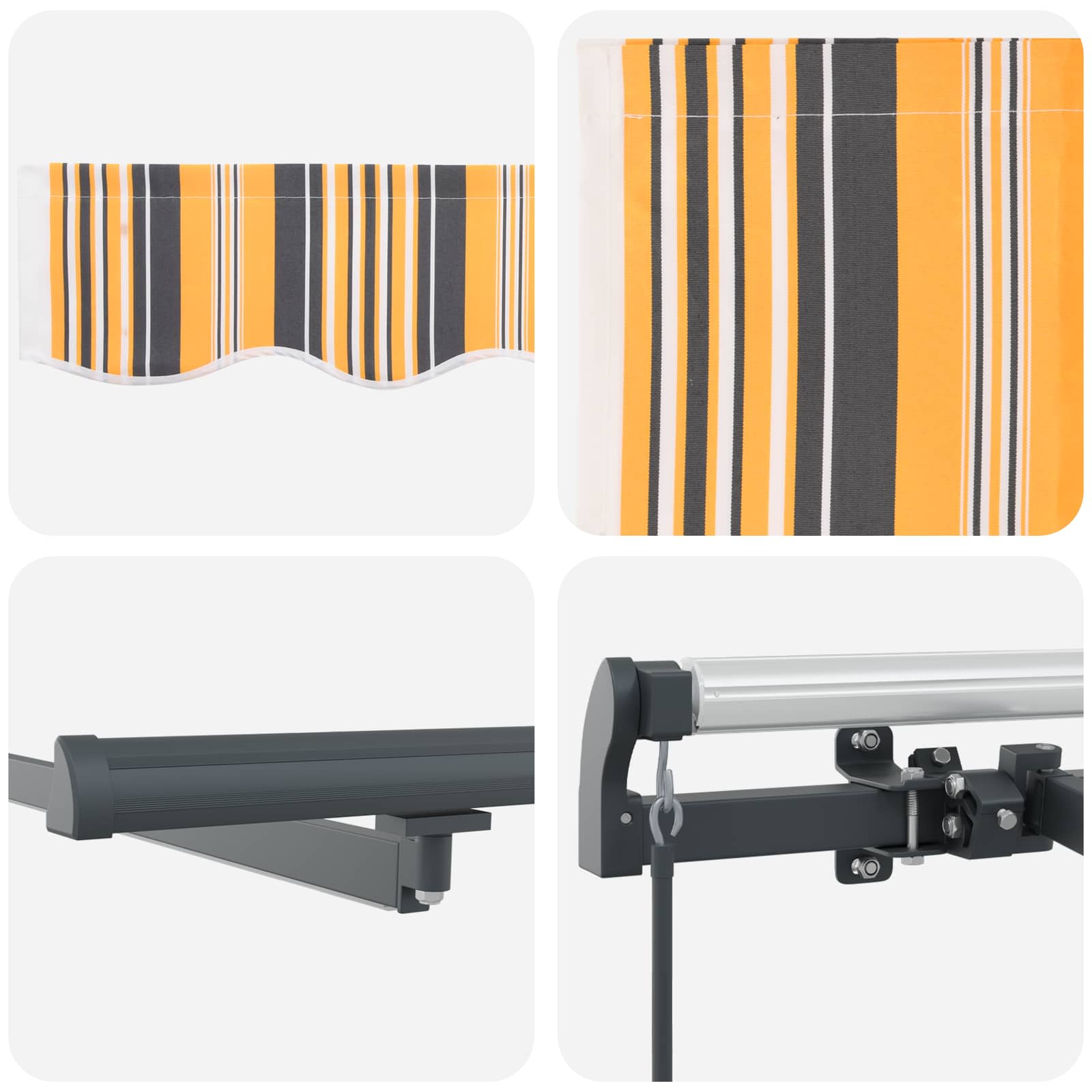 Markise Manuell Einziehbar mit LED 300x250 cm Blau und Weiß