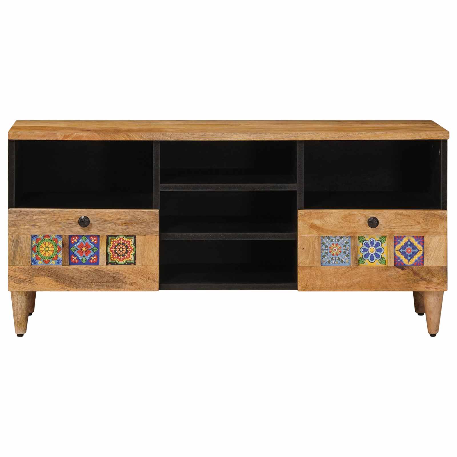 TV-Schränk mit Regal Walnuss 100 x 33 x 46 cm Massivholz Mango