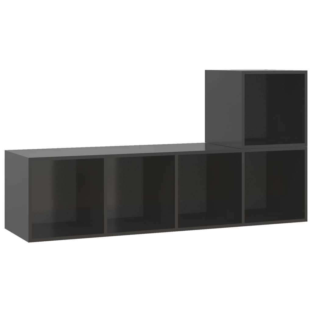 2-tlg. TV-Schrank-Set Grau Holzwerkstoff