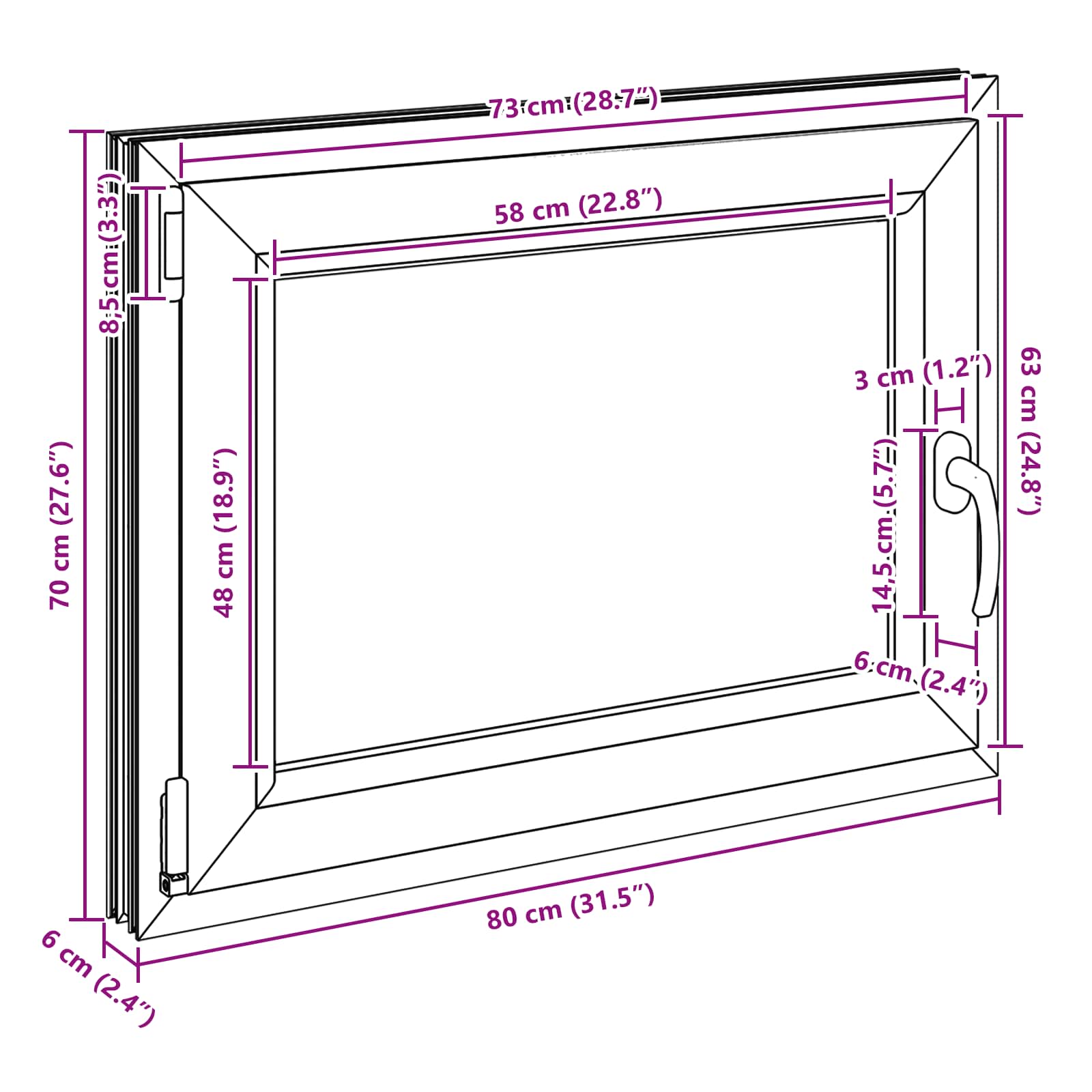 Kellerfenster RISOR 50 x 50 cm PVC und Glas Weiß