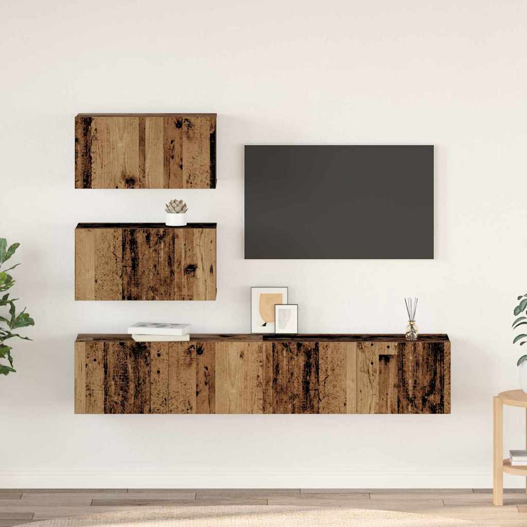 4-tlg. TV-Schrank-Set Weiß Holzwerkstoff