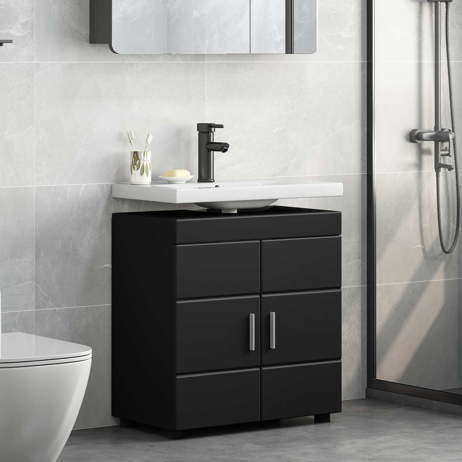 Badezimmermöbel-Set TULUM 2 pcs Weiß 60 x 34 x 63 cm