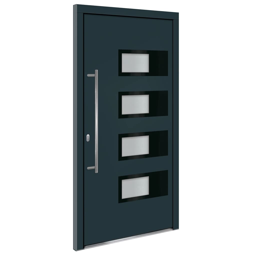 Haustür Anthrazit 100x210 cm Aluminium und PVC