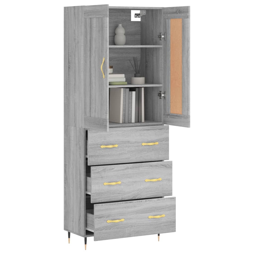 Highboard Betongrau 69,5x34x180 cm Holzwerkstoff
