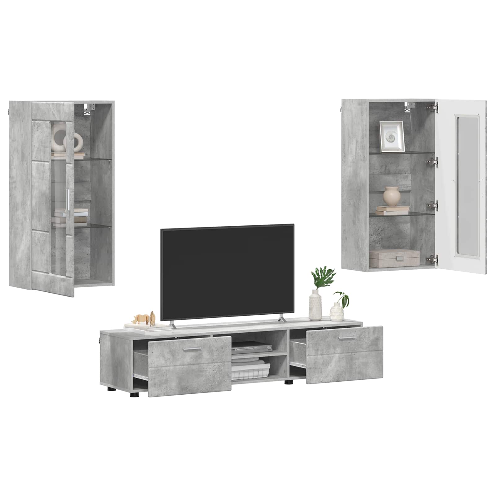 Highboard mit Regal FLORIN Weiß 60 x 35 x 182 cm Holzwerkstoff