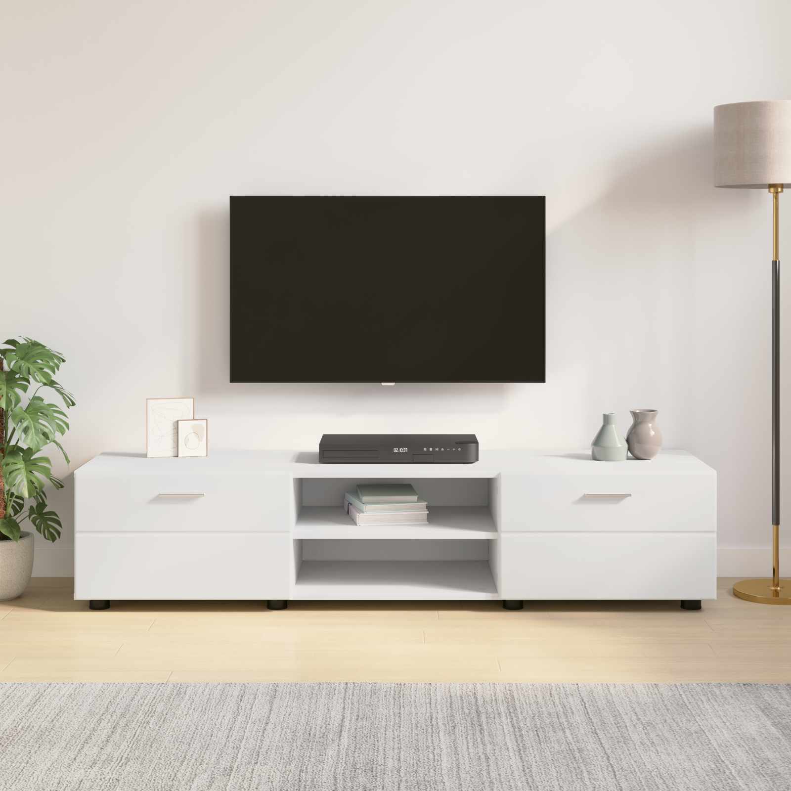 Highboard mit Regal FLORIN Weiß 60 x 35 x 182 cm Holzwerkstoff