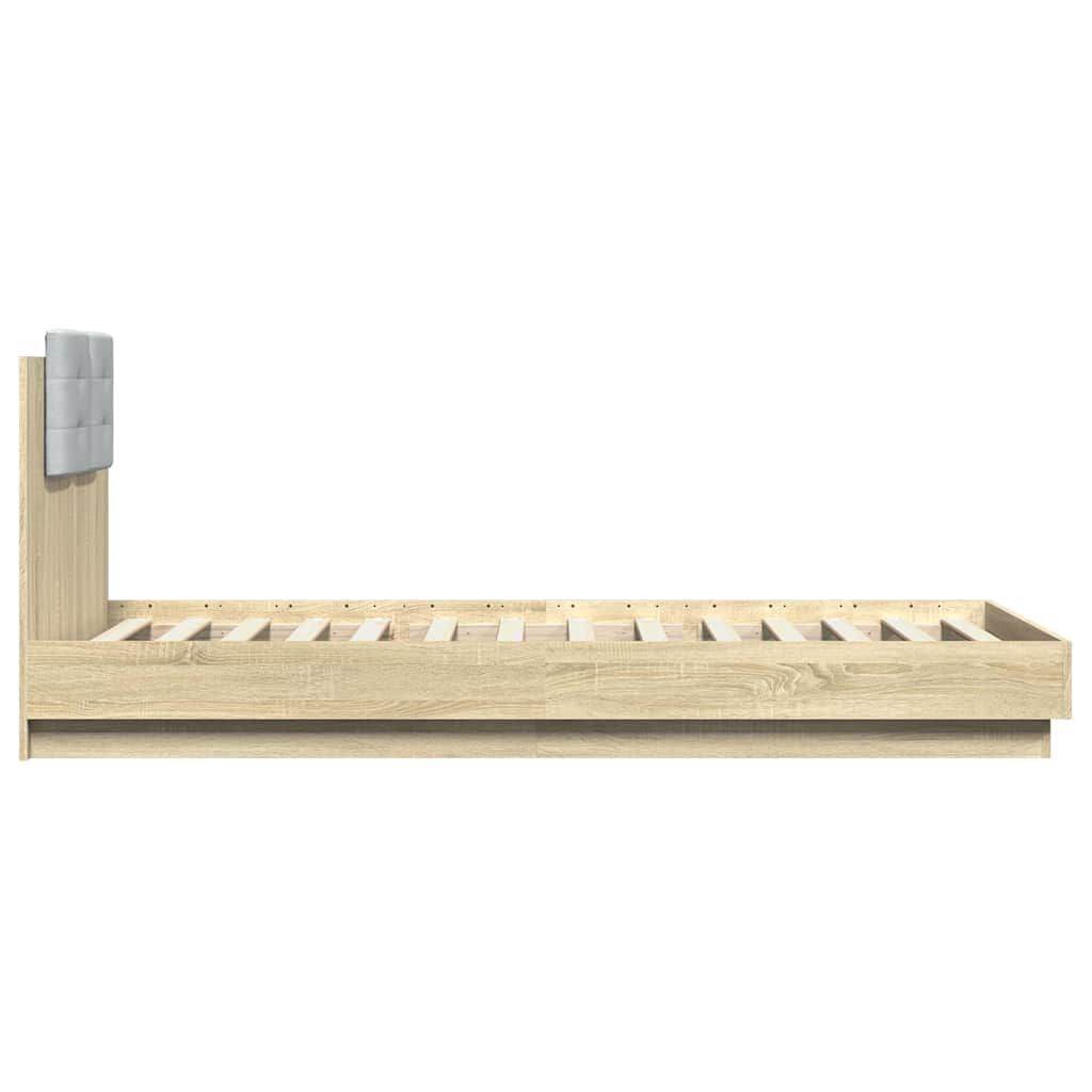 Bettgestell mit Kopfteil Grau Sonoma 180x200 cm Holzwerkstoff