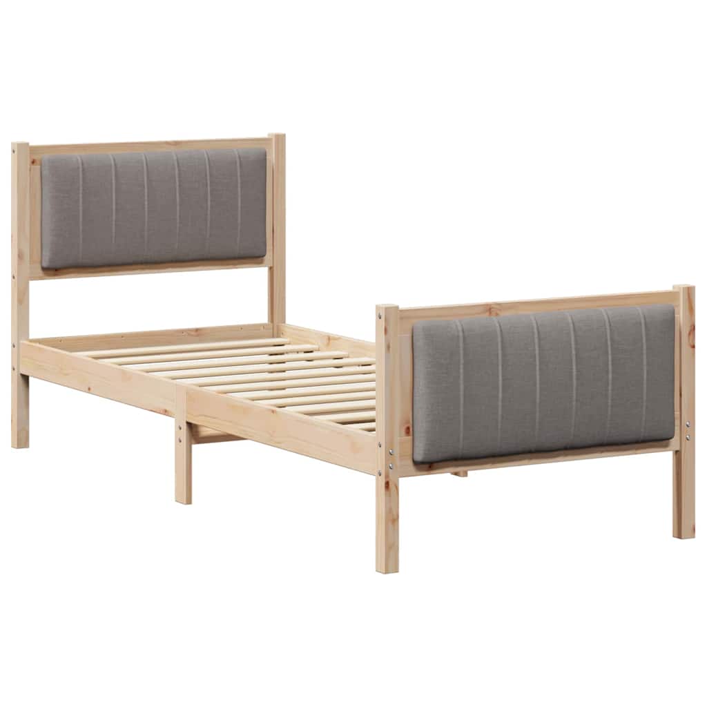 Bettgestell Braun und hellgrau 200 x 200 cm Massivholz Kiefer