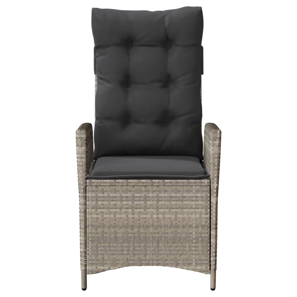 Gartensessel Verstellbar mit Kissen Schwarz Poly Rattan