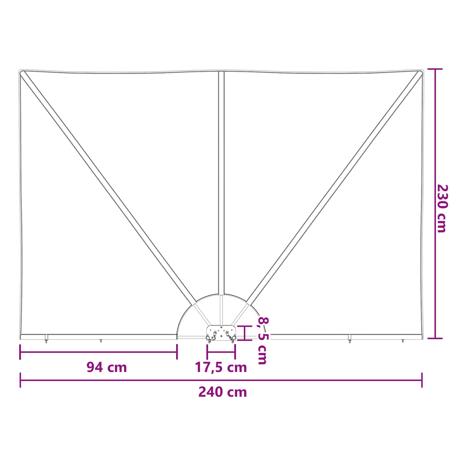 Faltbarer Balkonfächer Grau 210×210 cm