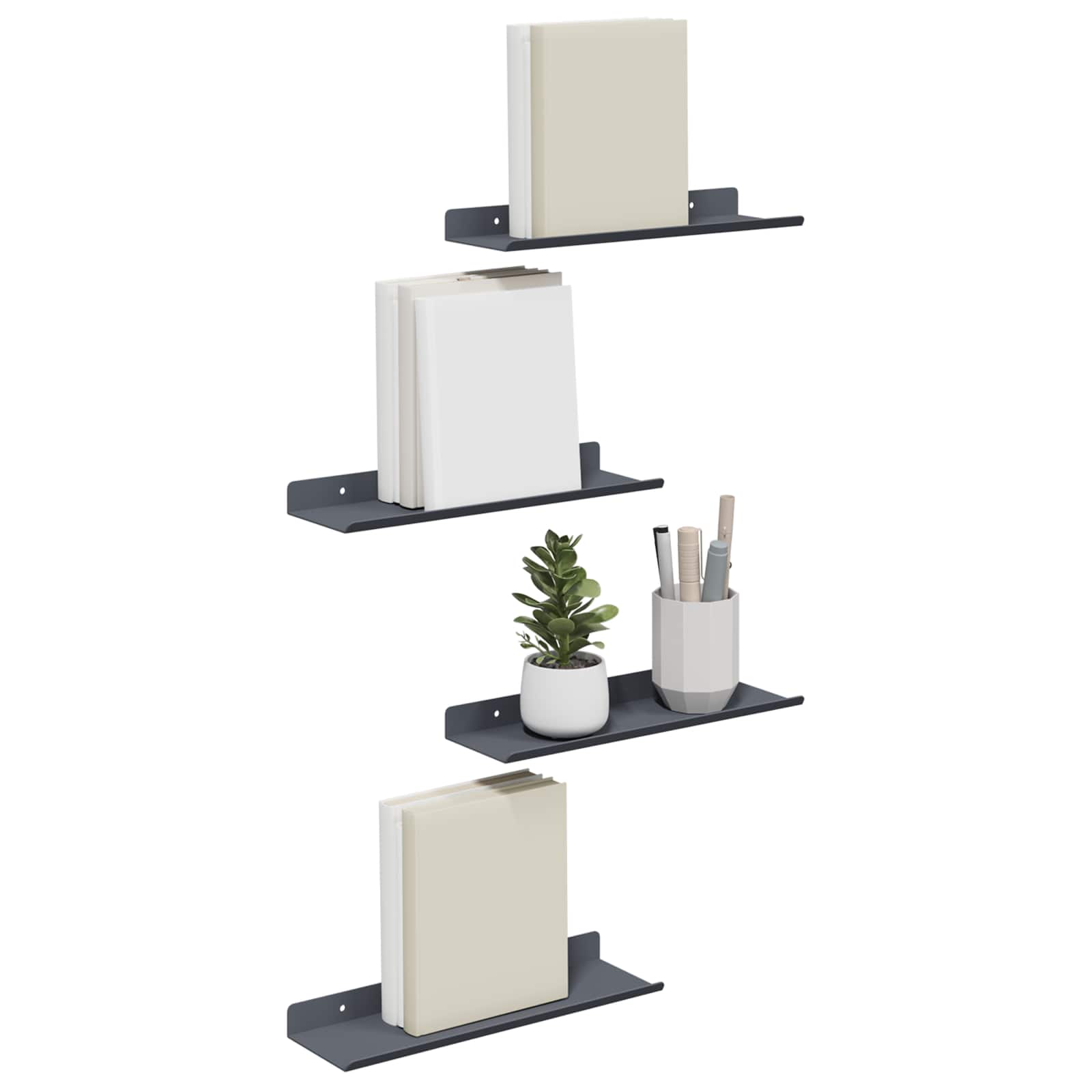 Schwebendes Regal 3 pcs Schwarz 40 x 9 x 2,5 cm Stahl