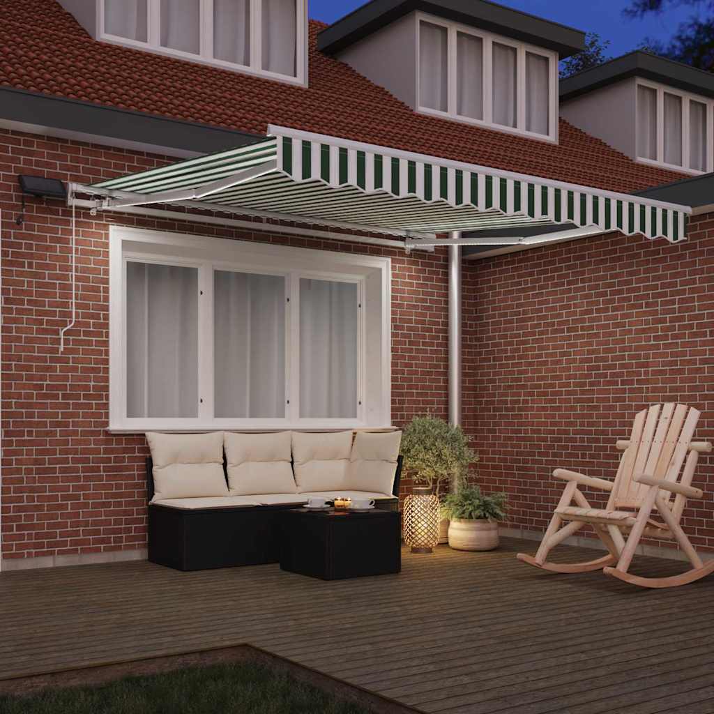 Markise Manuell Einziehbar mit LED 300x250 cm Blau und Weiß