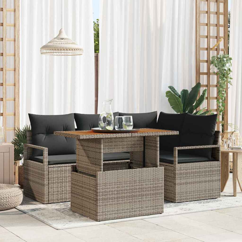 Garten Essgruppe mit Kissen 5 pcs Schwarz und Creme