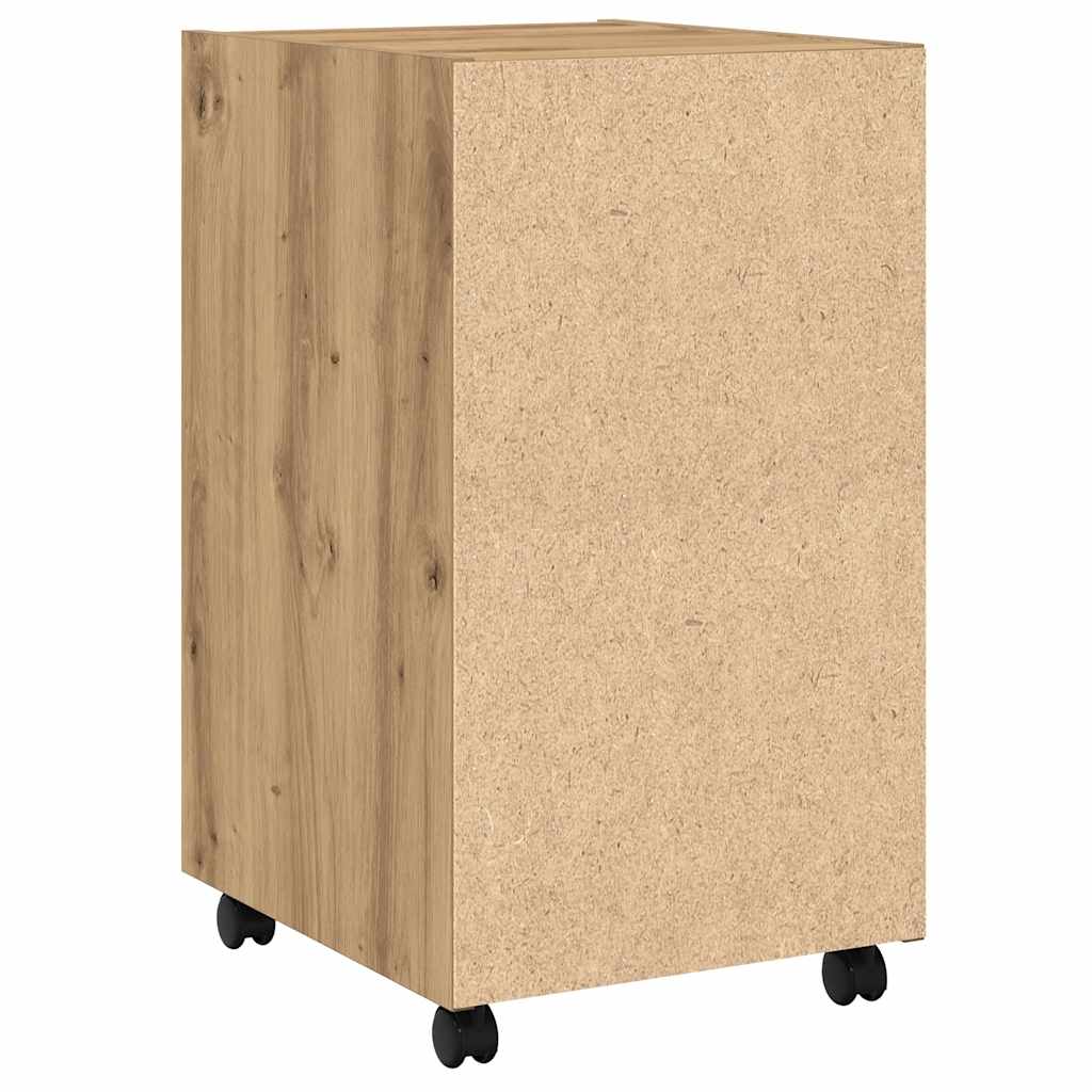 Beistellschrank mit Rollen Weiß 33x38x60 cm Holzwerkstoff