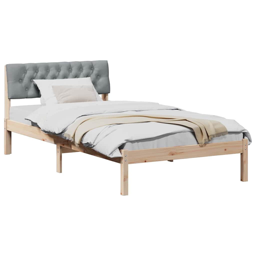 Bettgestell Braun und hellgrau 200 x 200 cm Massivholz Kiefer