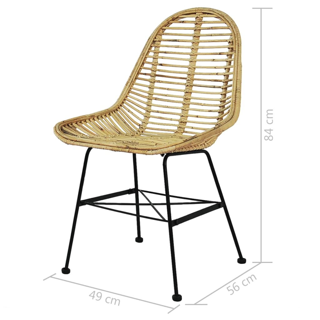 Esszimmerstühle 2 Stk. Natur Rattan