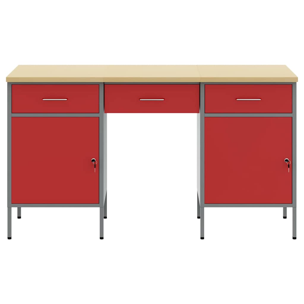 Werkbank mit Schubladen 2 pcs Rot und Grau 100 x 55 x 85 cm