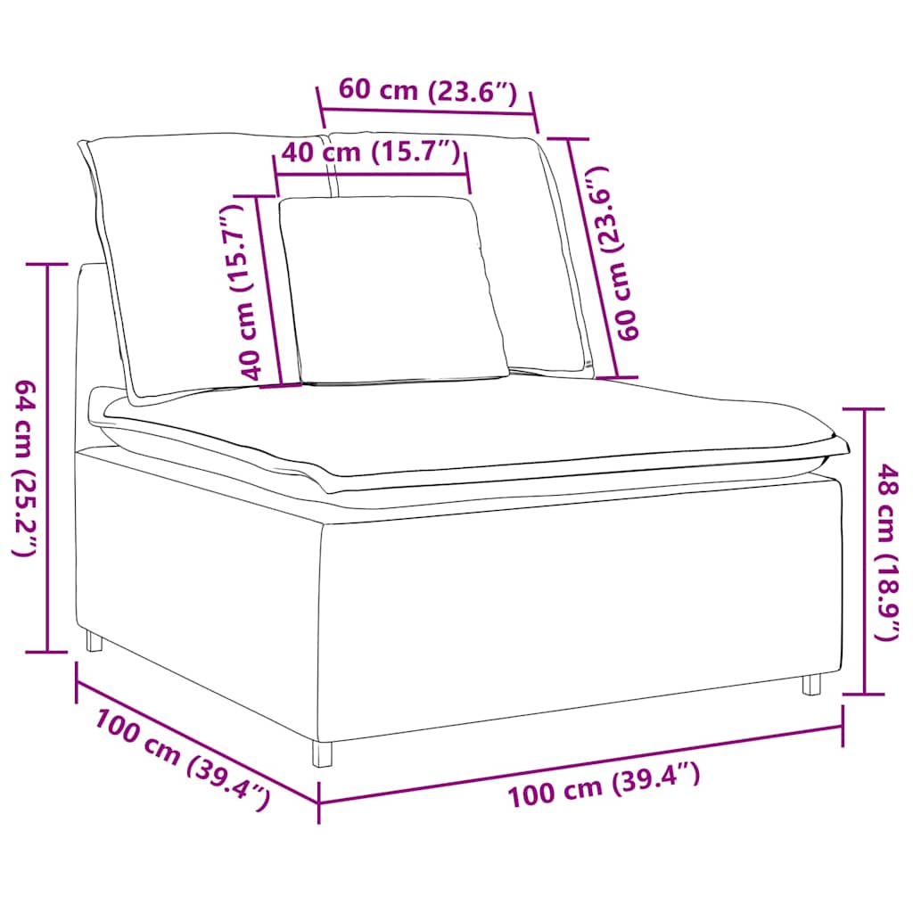 Modulares Sofa Endmodul mit Armlehne Kissen Hellgrau 100 cm