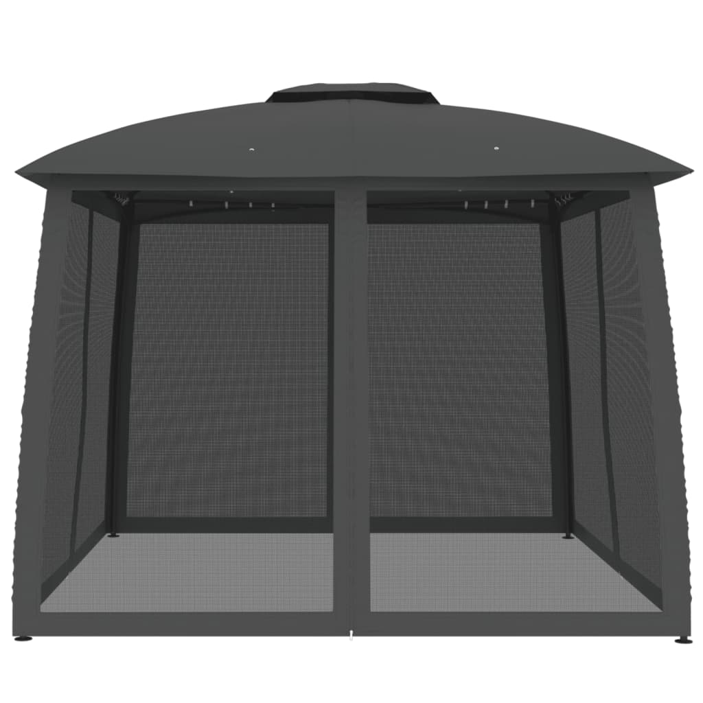 Pavillon mit Doppeldach & Netzwänden Creme 2,93x2,93 m Stahl