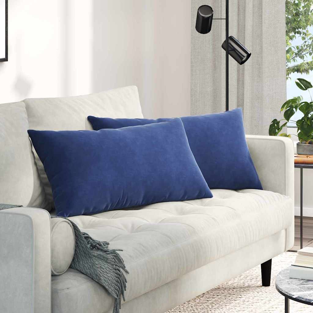 Sofakissen 2 Stück Blau 50 x 30 cm Cordstoff