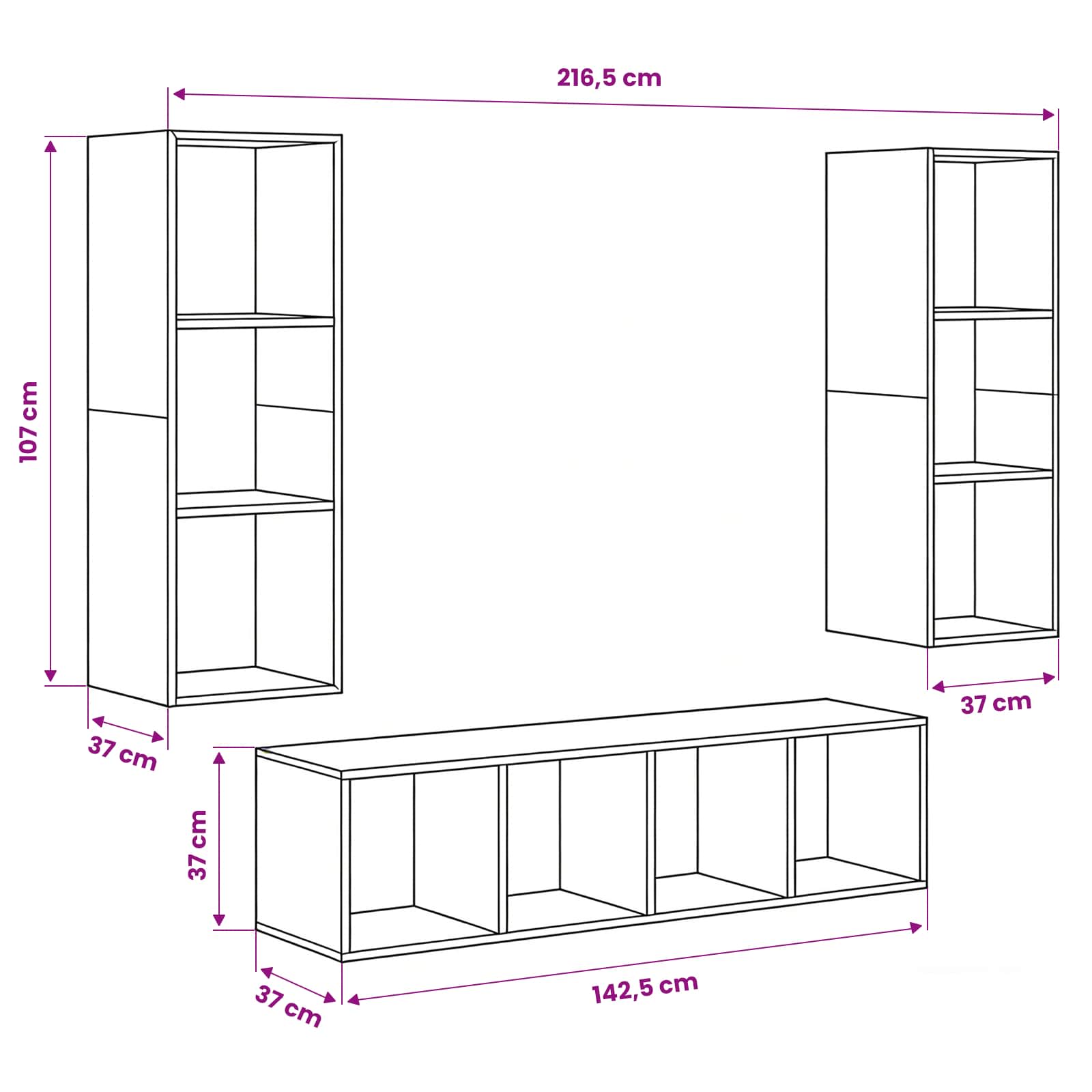 3-tlg. TV-Schrank-Set Weiß Holzwerkstoff