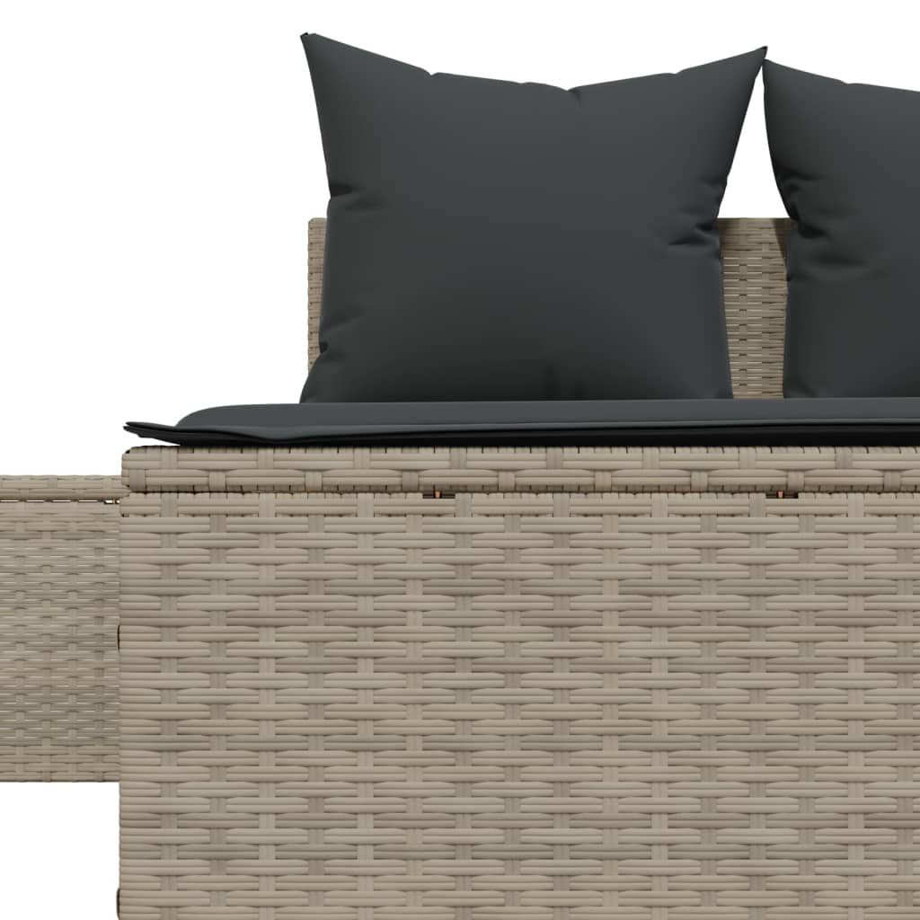 Doppel-Sonnenliege mit Auflagen Beige Poly Rattan