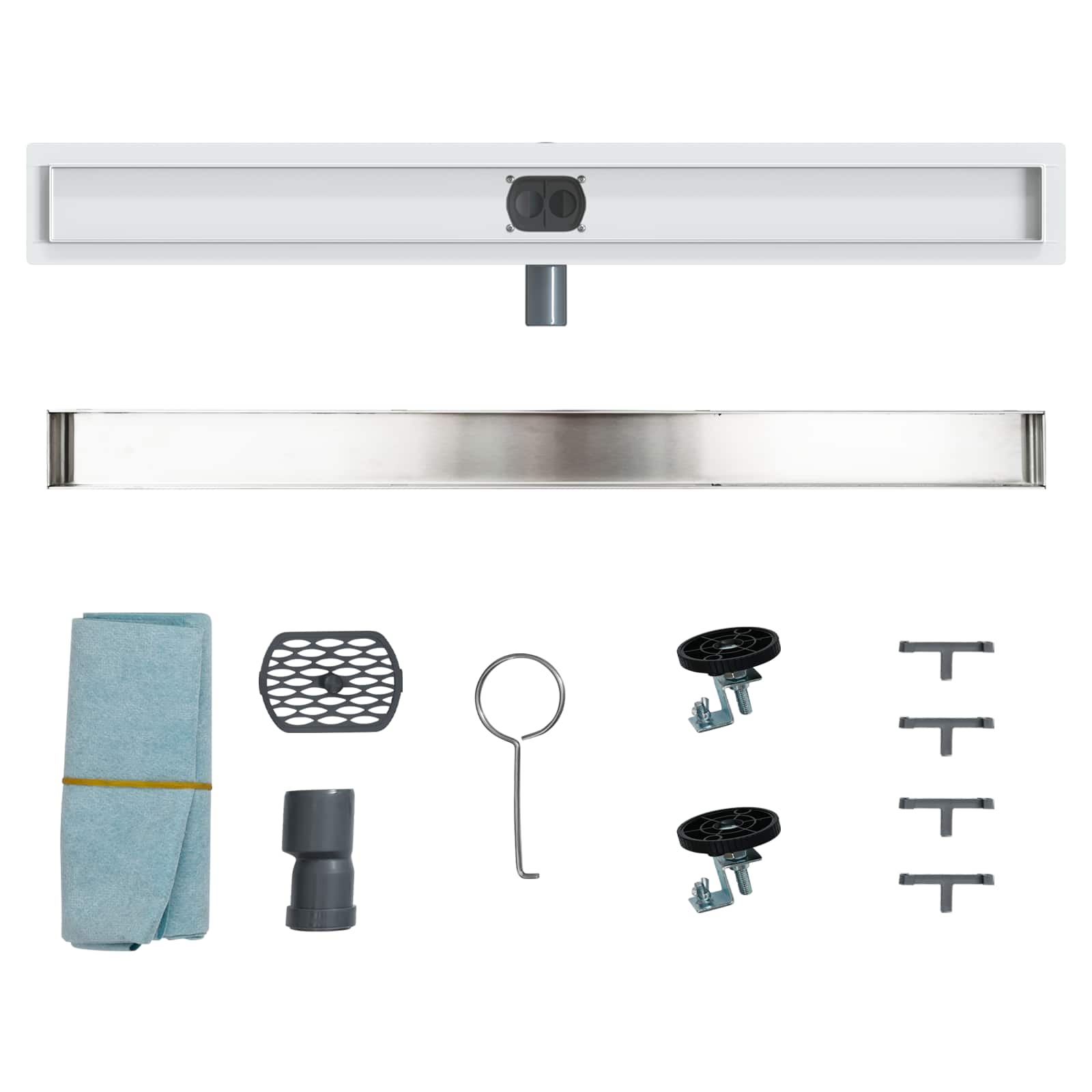 Duschablauf 2-in-1 mit 360° Siphon Silber 54 x 11 x 9,5 cm