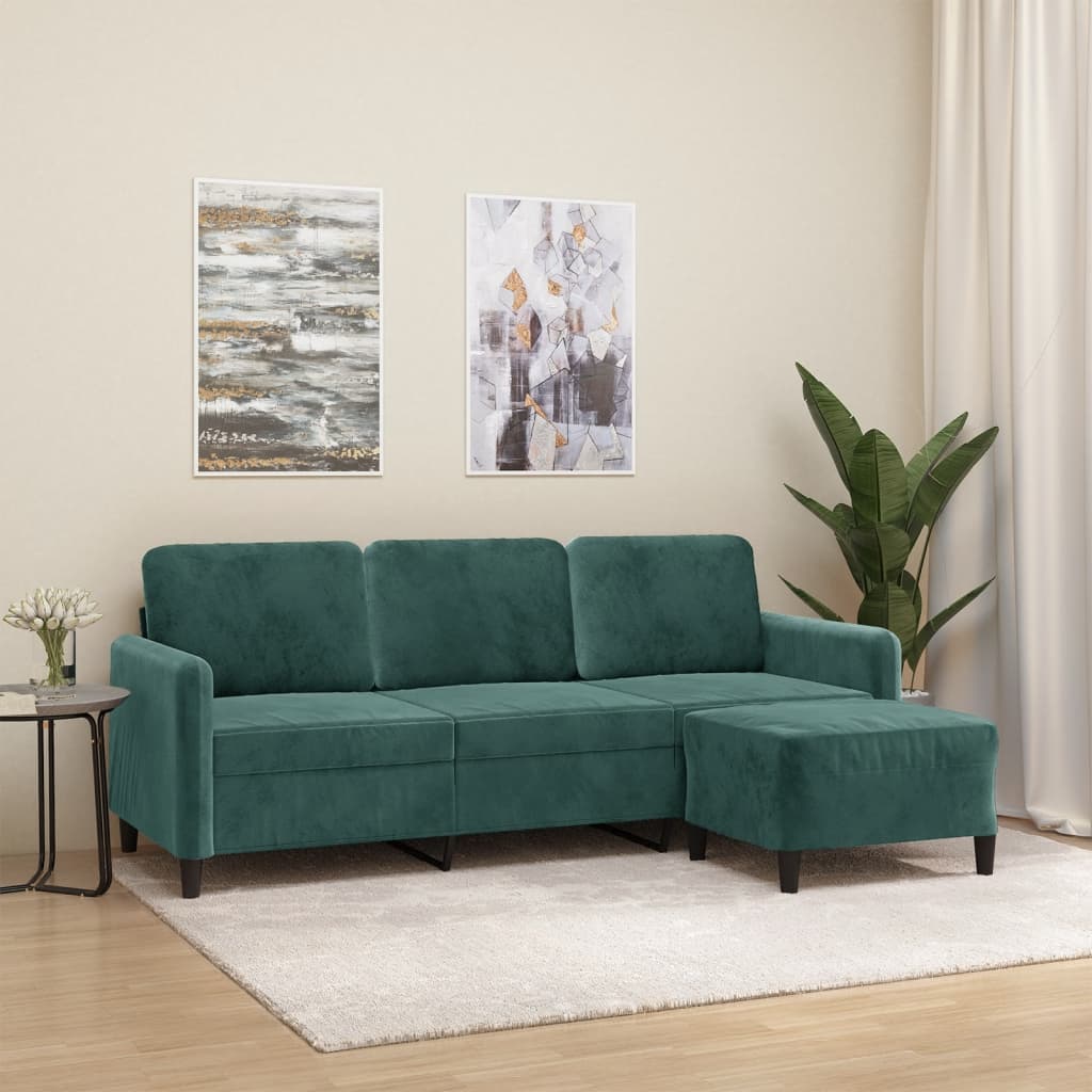 3-Sitzer-Sofa mit Hocker Rosa 180 cm Samt