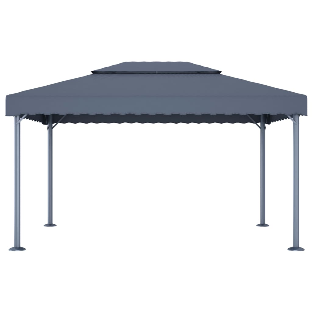 Pavillon mit LED-Lichterkette 400x300 cm Cremeweiß Aluminium