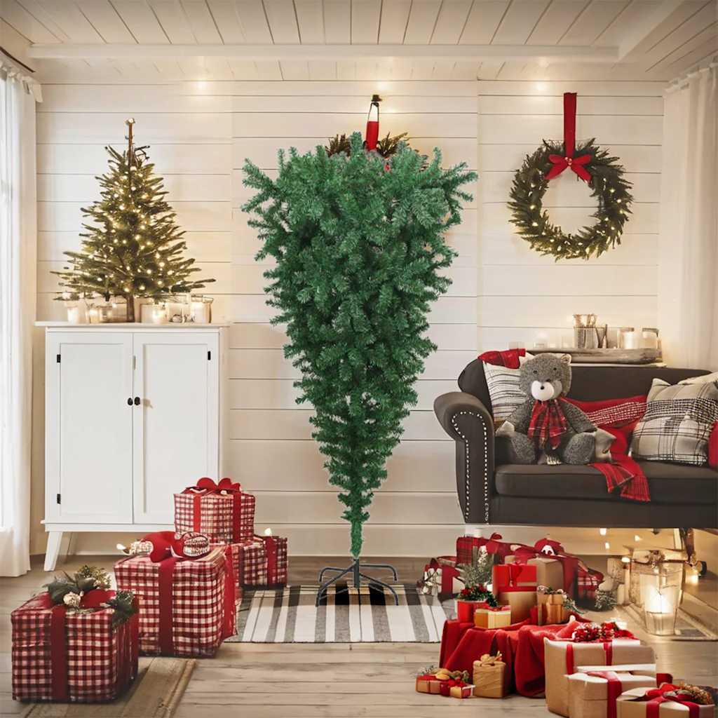 Künstlicher Weihnachtsbaum mit Ständer Umgekehrt Grün 120 cm