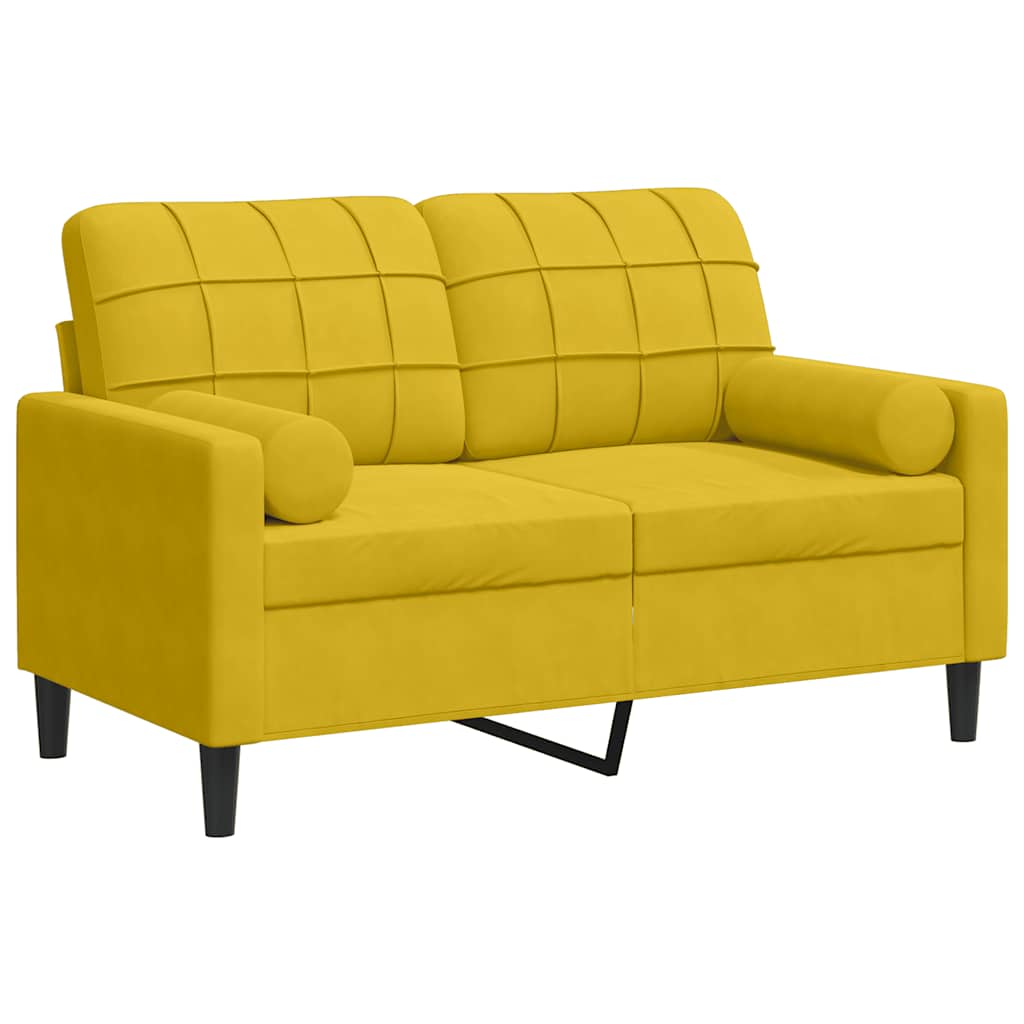 2-Sitzer-Sofa mit Zierkissen Hellgrau 120 cm Samt