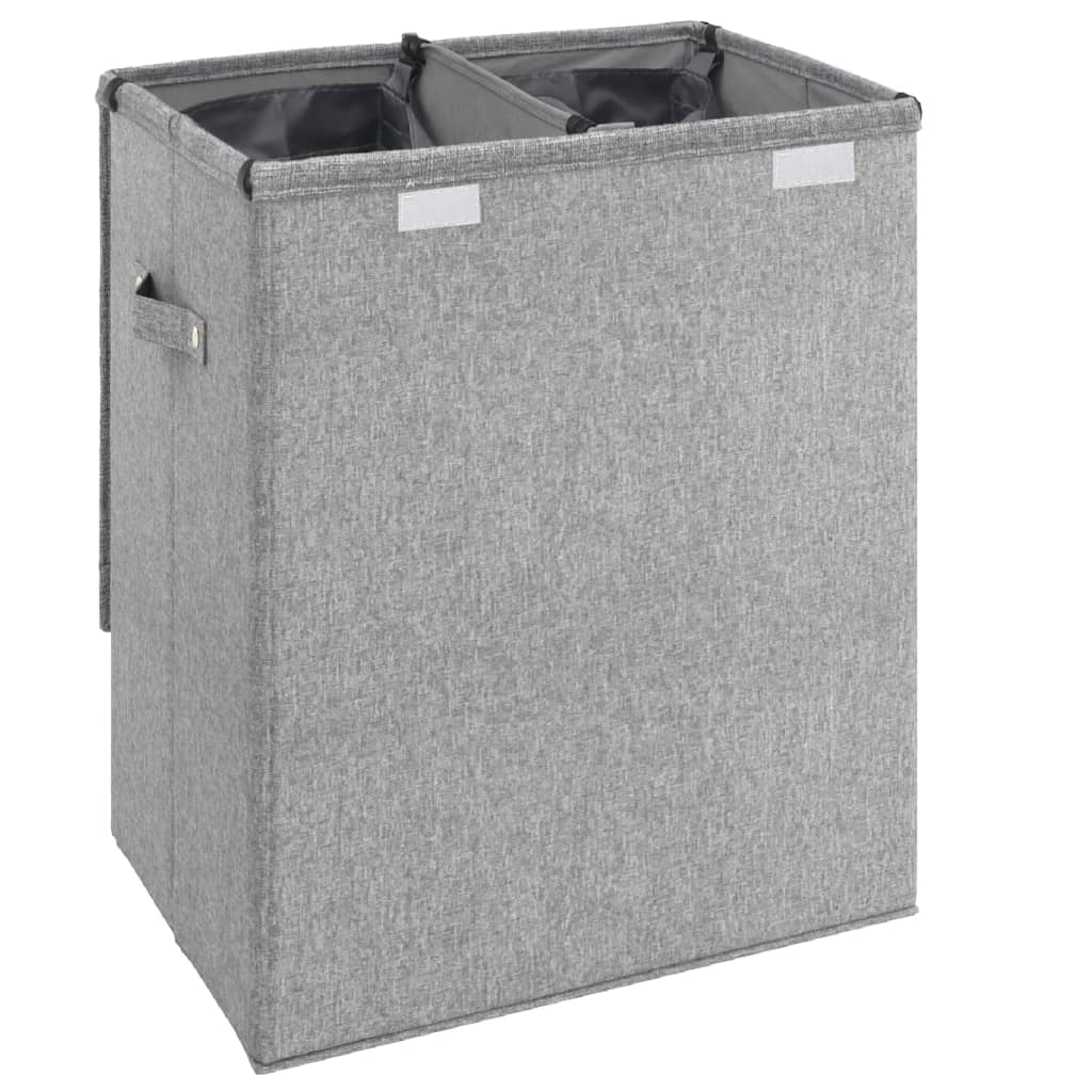 Faltbarer Wäschekorb Grau 26 x 34,5 x 59,5cm Leinenimitat Stoff