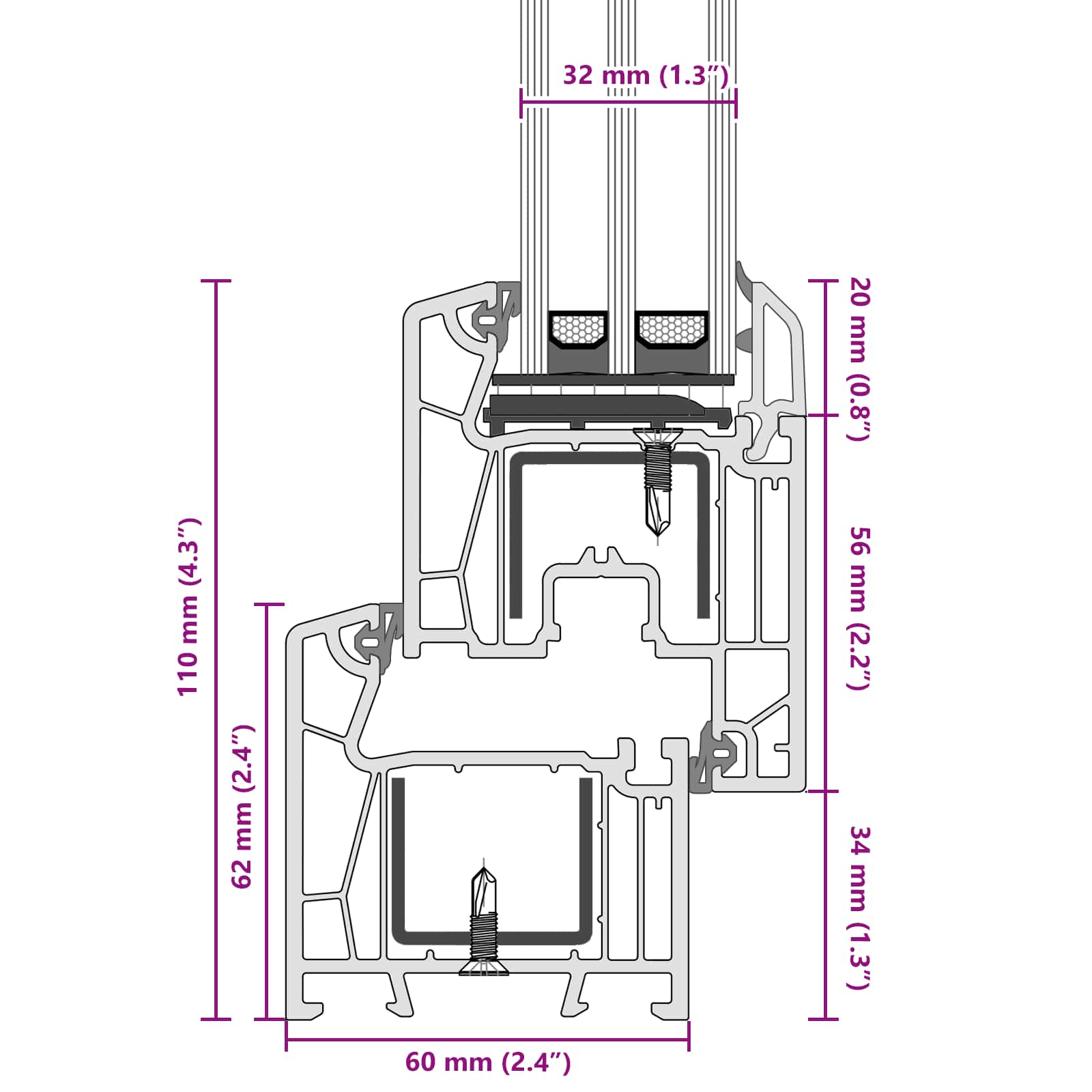Kellerfenster RISOR 60 x 40 cm PVC und Glas Weiß