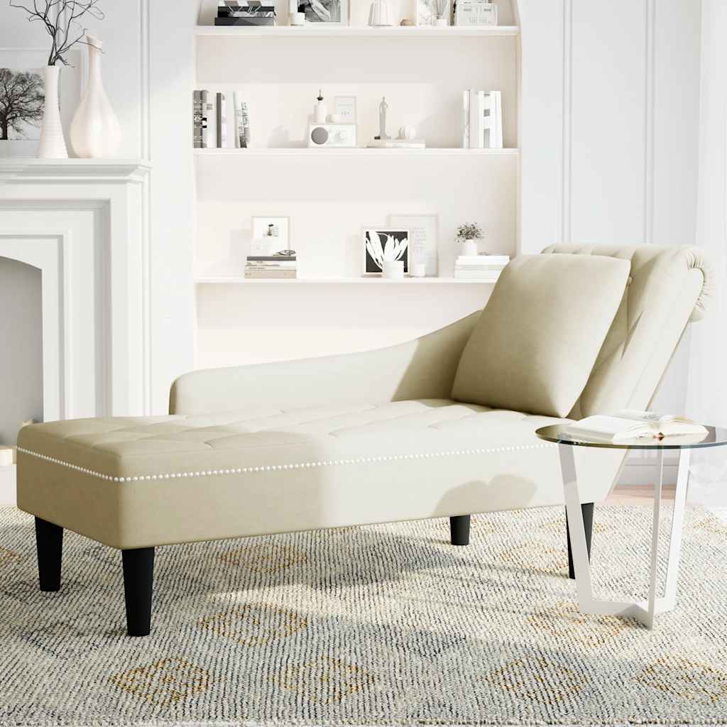 Chaiselongue mit Kissen und Rechter Armlehne Blau Samt