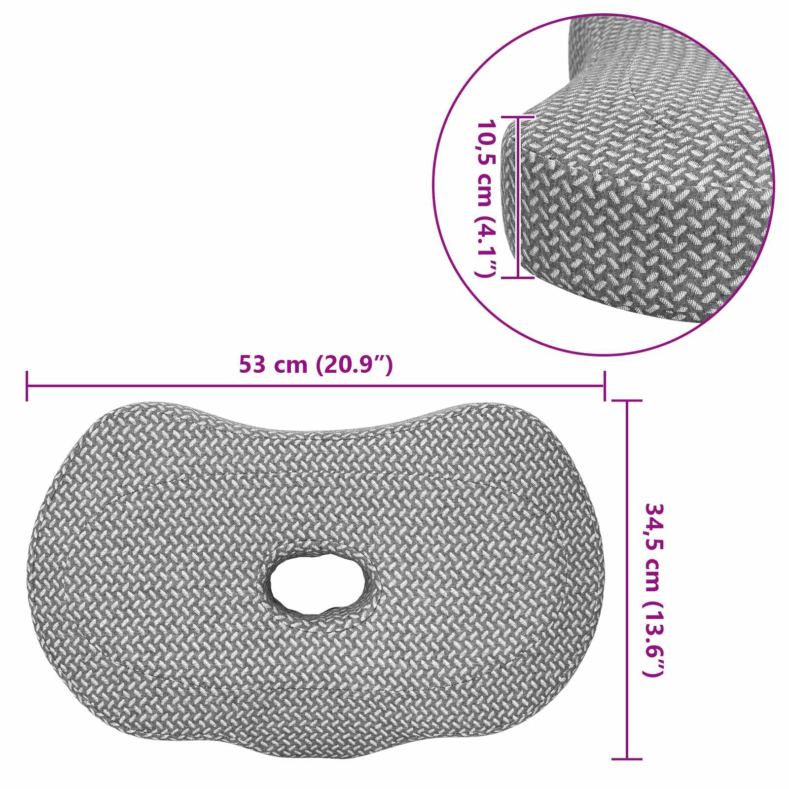 Nackenstützkissen Einfarbig Weiß 53 x 35 x 11 cm Viscoschaum