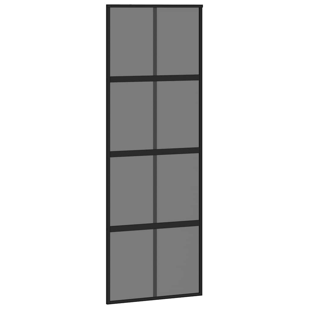 Schiebetür mit Beschlag Schwarz 76x205 cm Hartglas