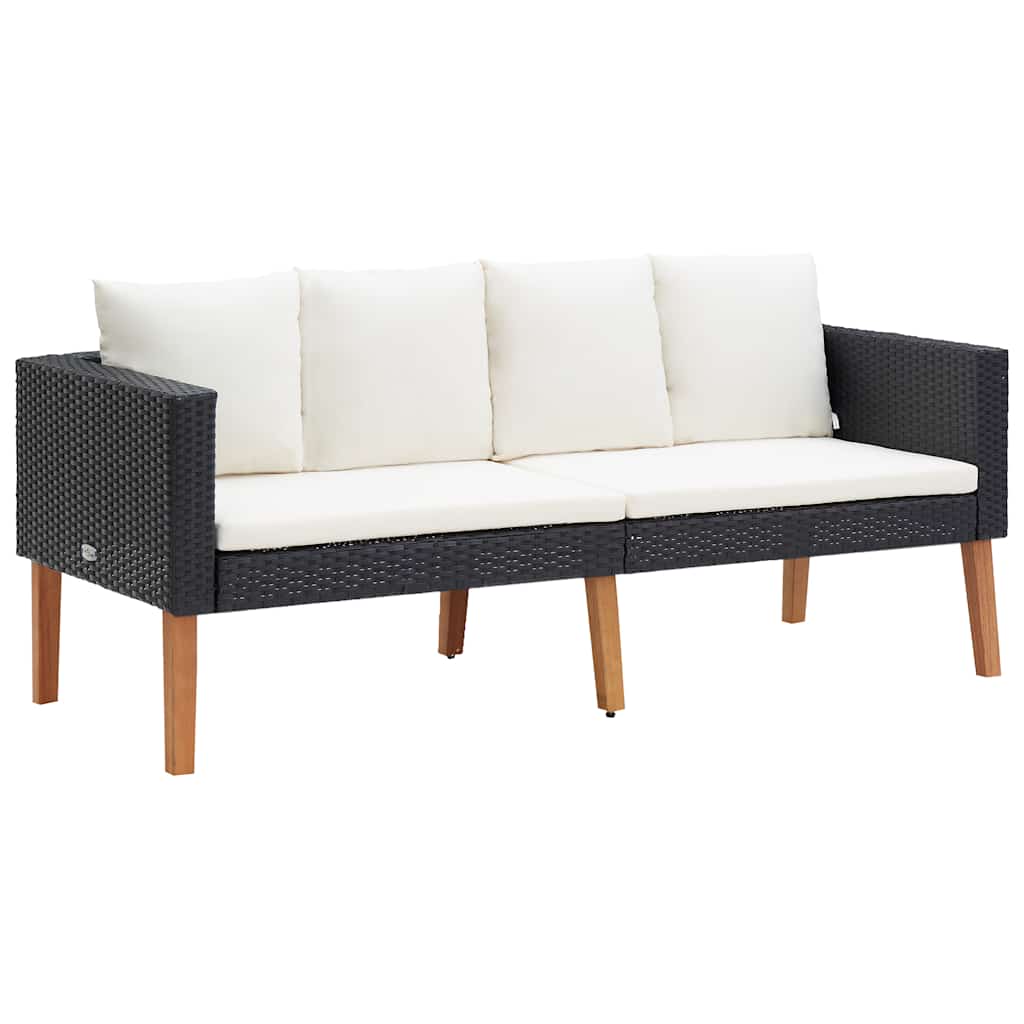3-Sitzer-Gartensofa mit Auflagen Poly Rattan Beige